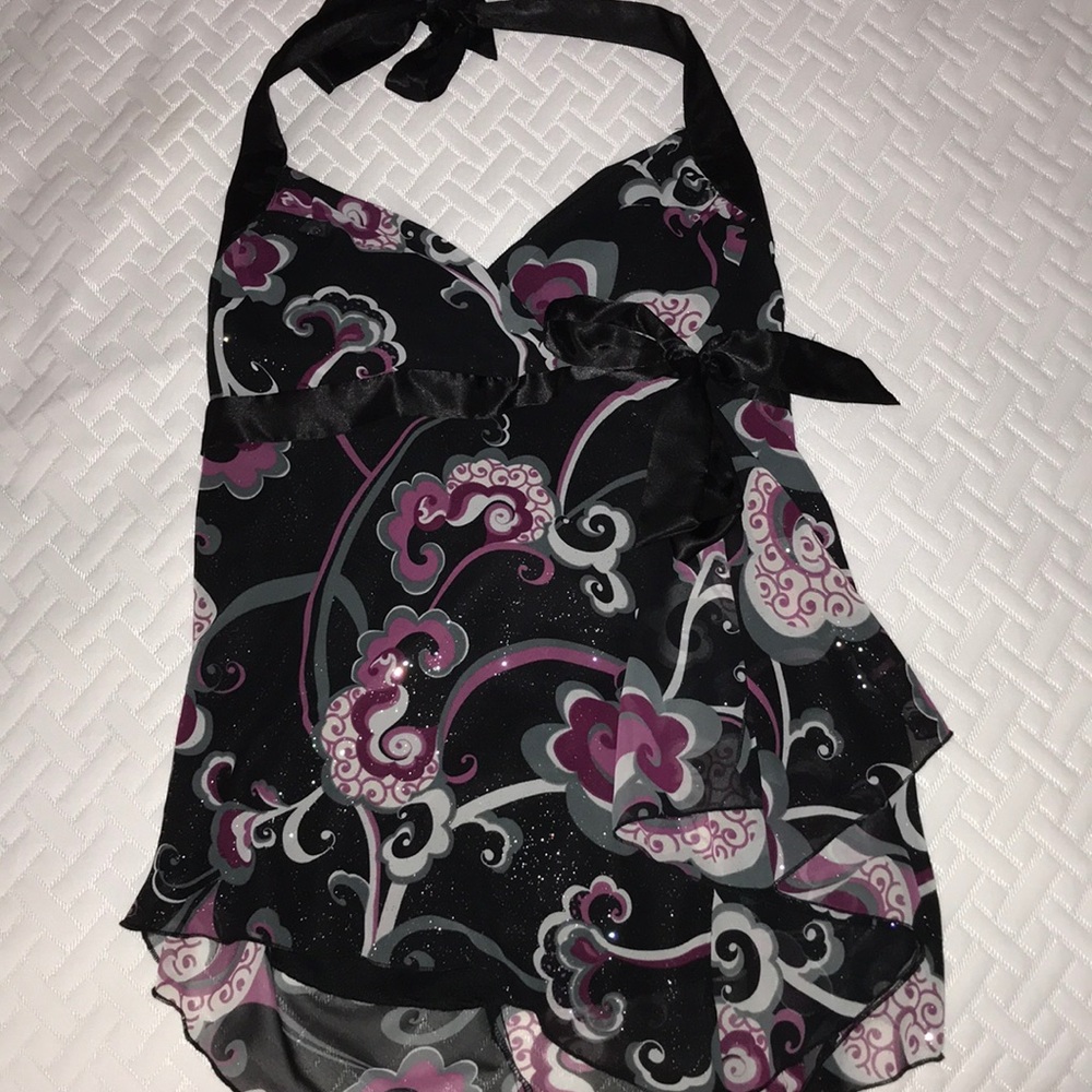 Plum/sliver/black tie up top | studio 1940